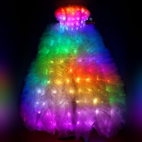 Multicolor wedding led lights prom dress for girl